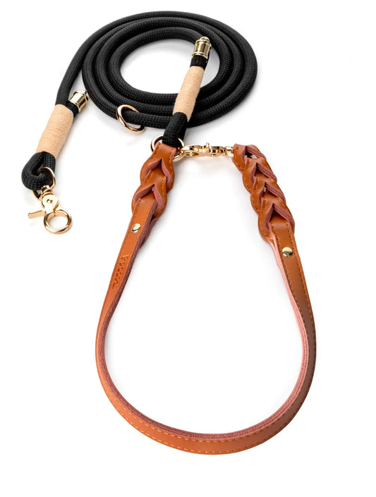 7-in-1 Premium Leather Dog Leash Adjustable Hands Free